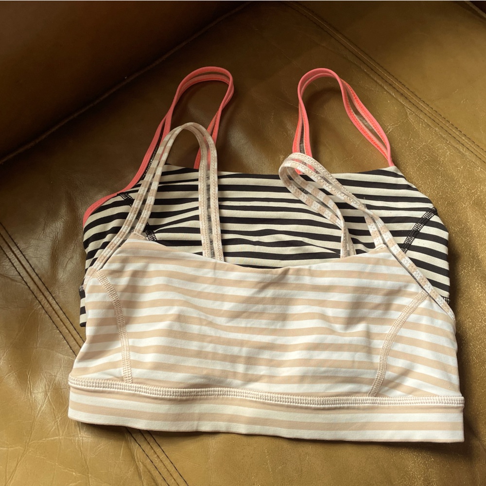 Striped Women's Bralette Set - Cream & Black